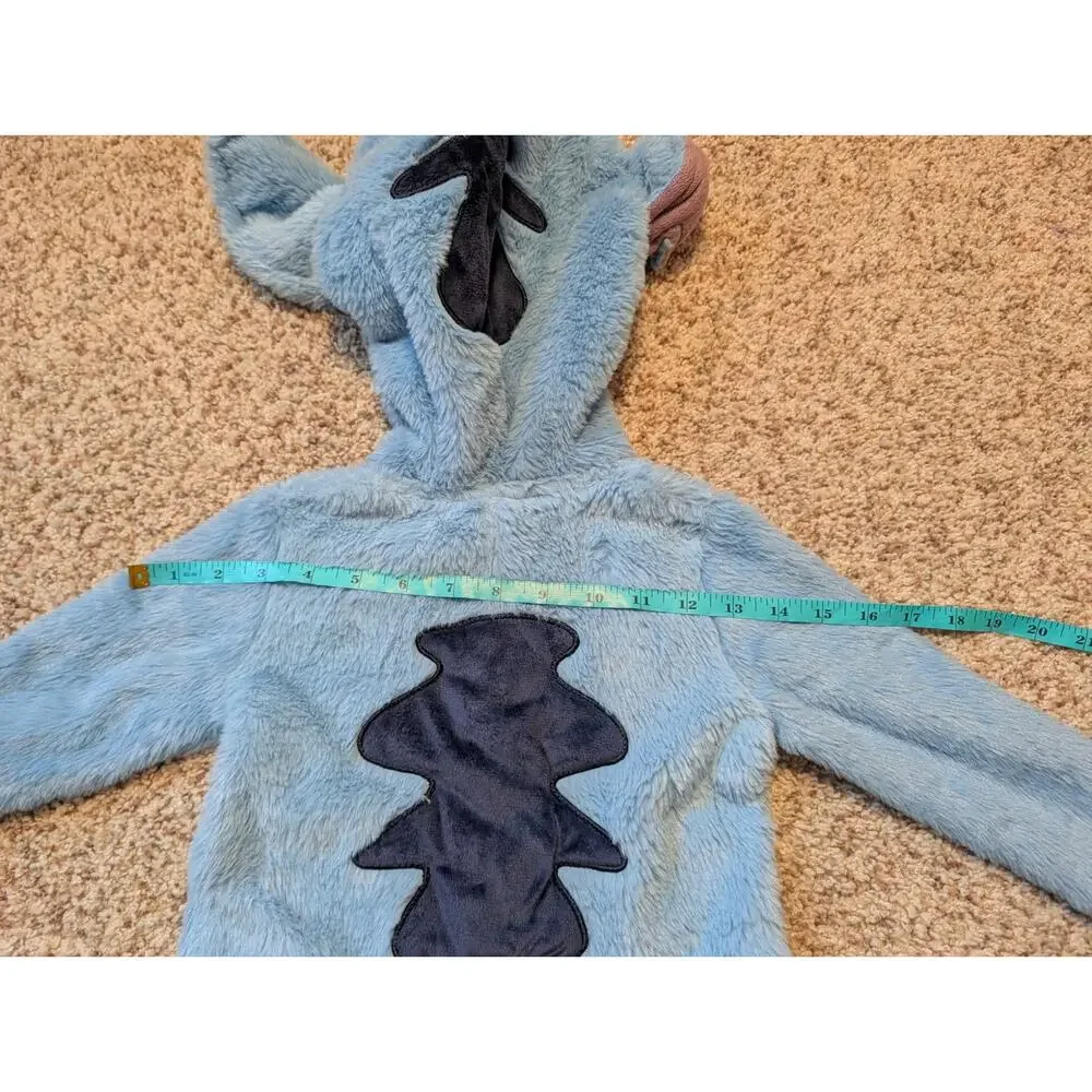 Disney Stitch Toddler Plush Hooded One Piece Costume Jumpsuit Blue 2T HALLOWEEN